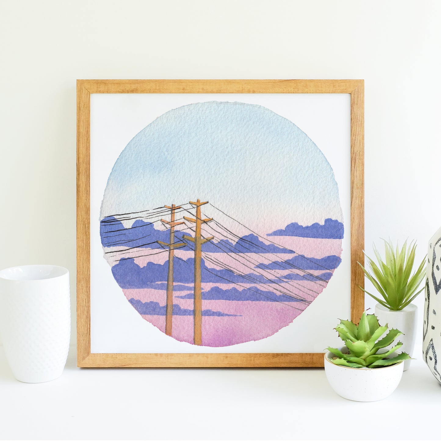 Pastel Cloudy Sunset - Watercolor Sky Art Print