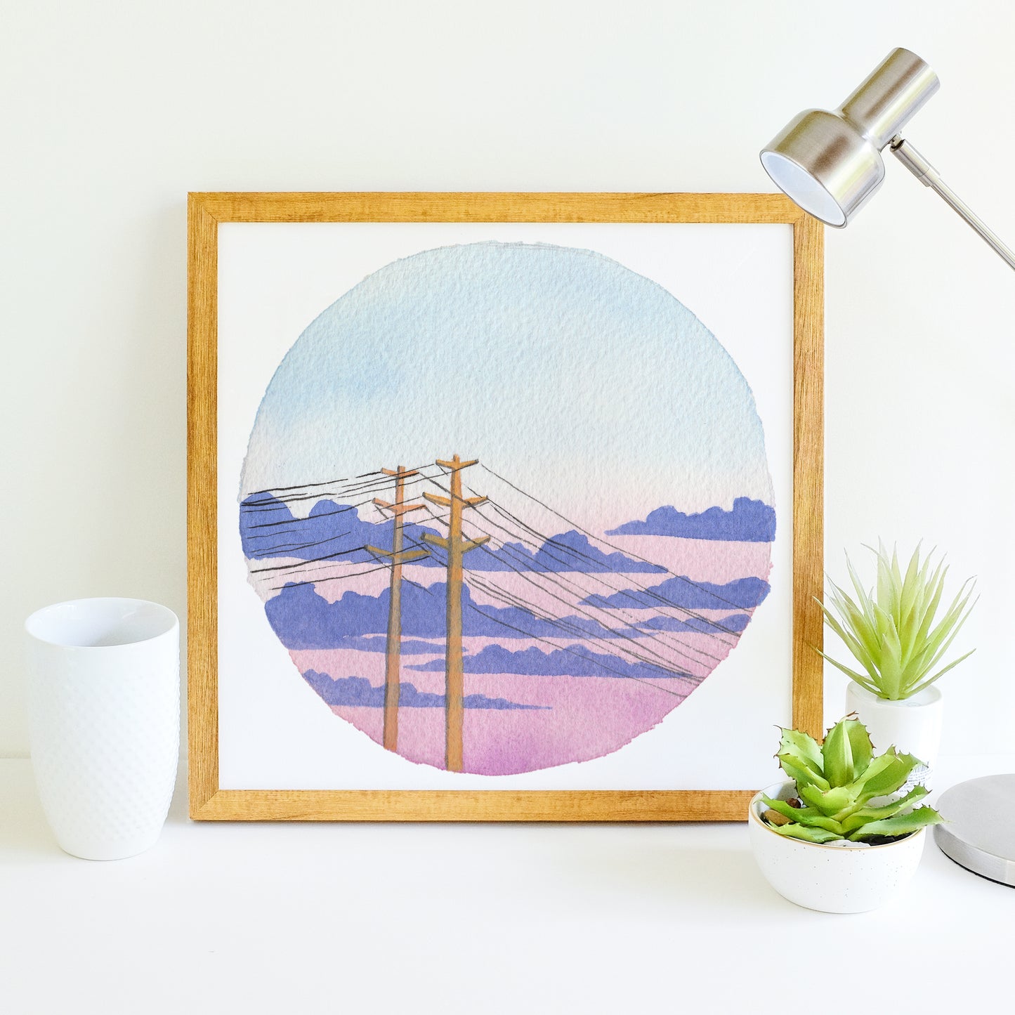 Pastel Cloudy Sunset - Watercolor Sky Art Print